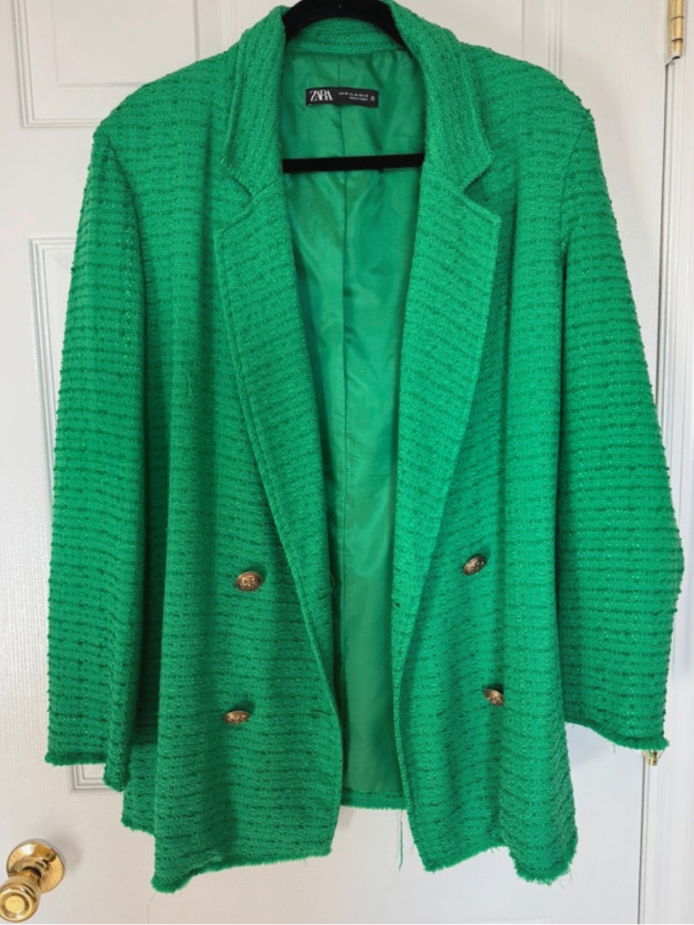 Zara tweed blazer XS green oversized